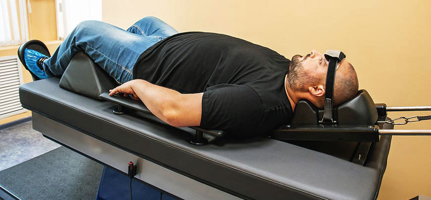 patient receiving spinal decompression in New Braunfels for auto accident injury relief